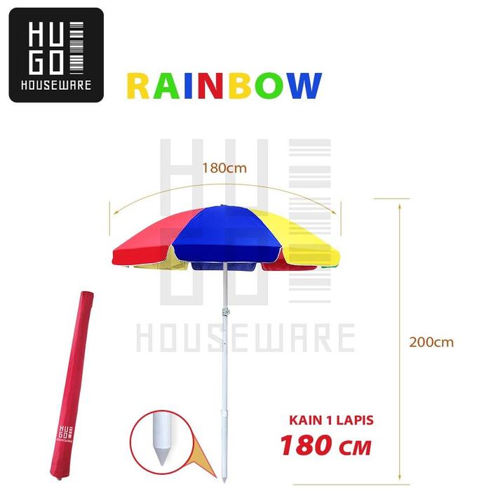 Gambar HUGO Payung Jualan 200 CM Payung Tenda Taman Pantai Cafe Bazar Lapak - 180 Pelangi dari manto'L undefined Tokopedia