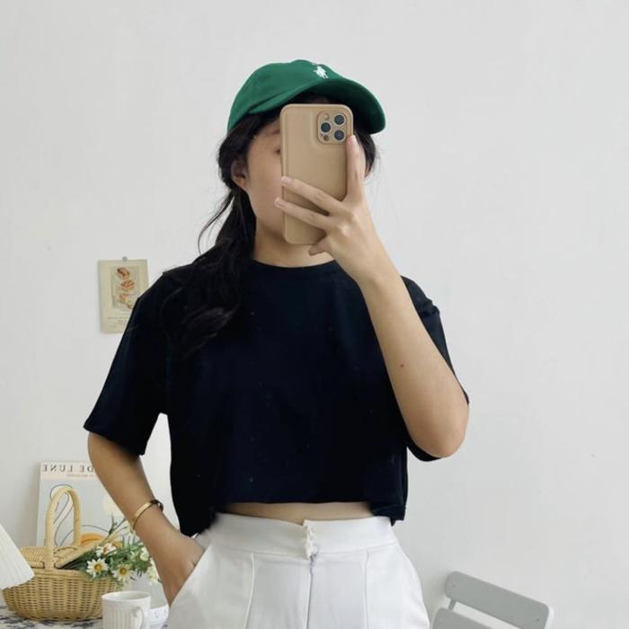 Gambar Chocho Oversize Crop Top | Baju Kaos Freesize Wanita Bigsize Nyaman - Hitam dari mooruofficial undefined Tokopedia