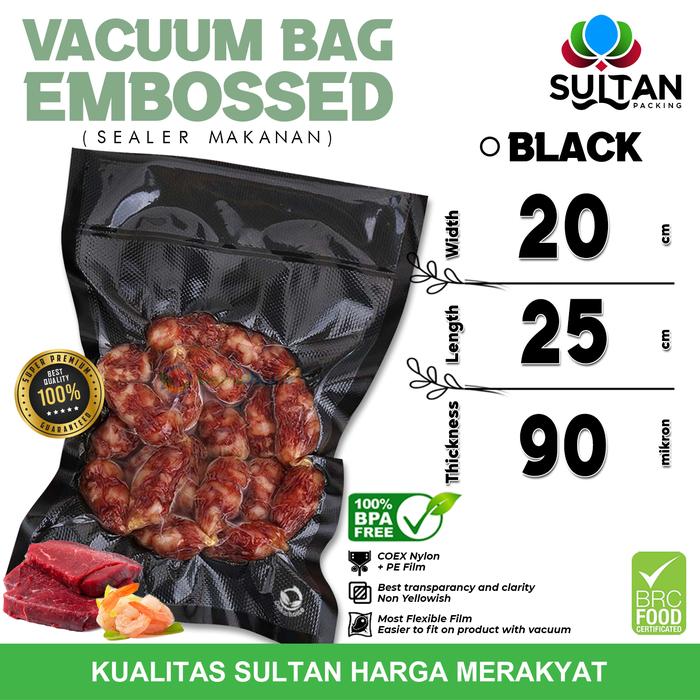 Gambar Plastik Vacuum 20cm x 25cm POLOS EMBOSS BAG Vakum Sealer DELKOCHOICE - EMBOSS HITAM dari Sultan Packing undefined Tokopedia