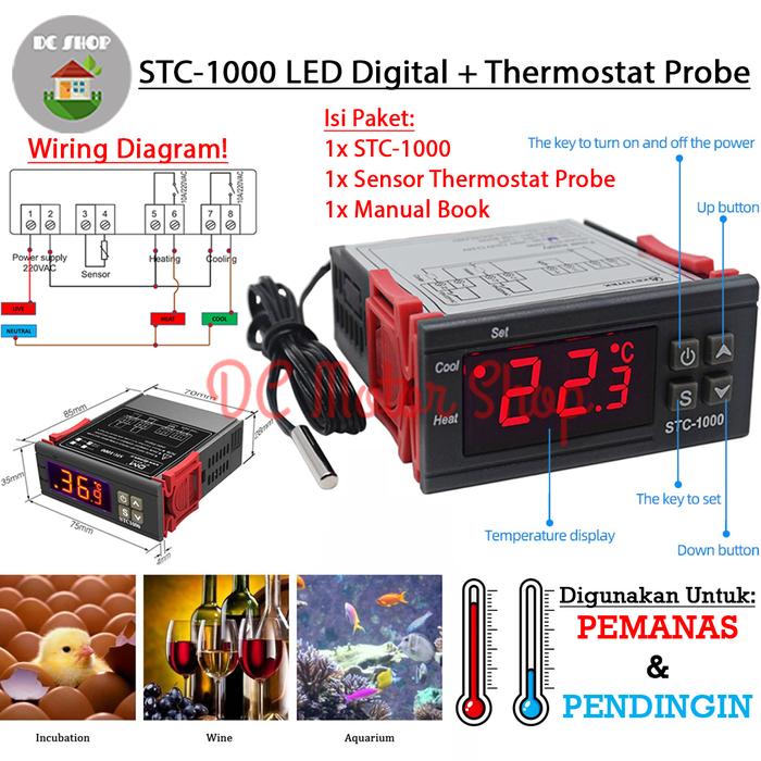 Gambar STC-1000 Temperature Digital Controller Thermostat Heating and Cooling - 12VDC dari DC Motor Shop undefined Tokopedia