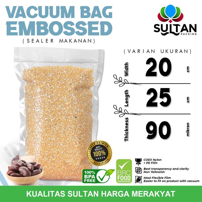 Gambar Plastik Vacuum 20cm x 25cm POLOS EMBOSS BAG Vakum Sealer DELKOCHOICE - EMBOSS BENING dari Sultan Packing undefined Tokopedia