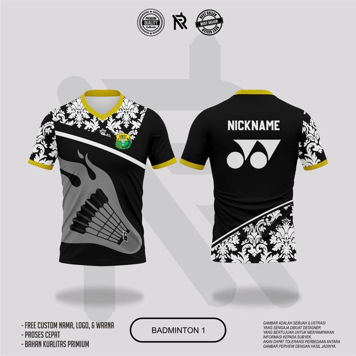 KAOS JERSEY BADMINTON NEW COLLECTION CUSTOM no 1, S
