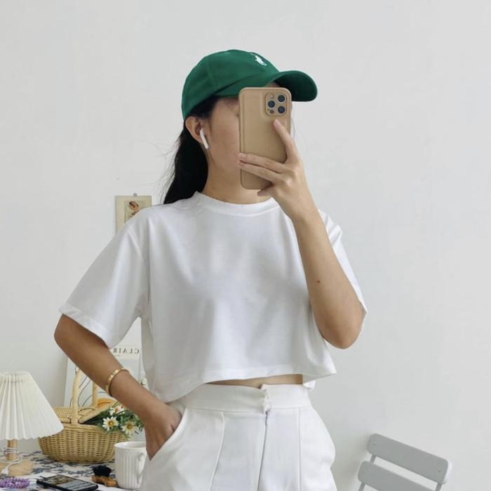 Gambar Chocho Oversize Crop Top | Baju Kaos Freesize Wanita Bigsize Nyaman - Putih dari mooruofficial undefined Tokopedia