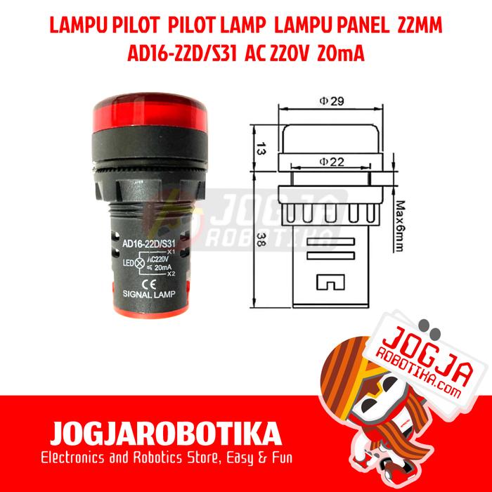 Gambar LAMPU PILOT PILOT LAMP SIGNAL LAMP LED AC 220V 22MM - PILIH WARNA - Merah dari Jogjarobotika undefined Tokopedia