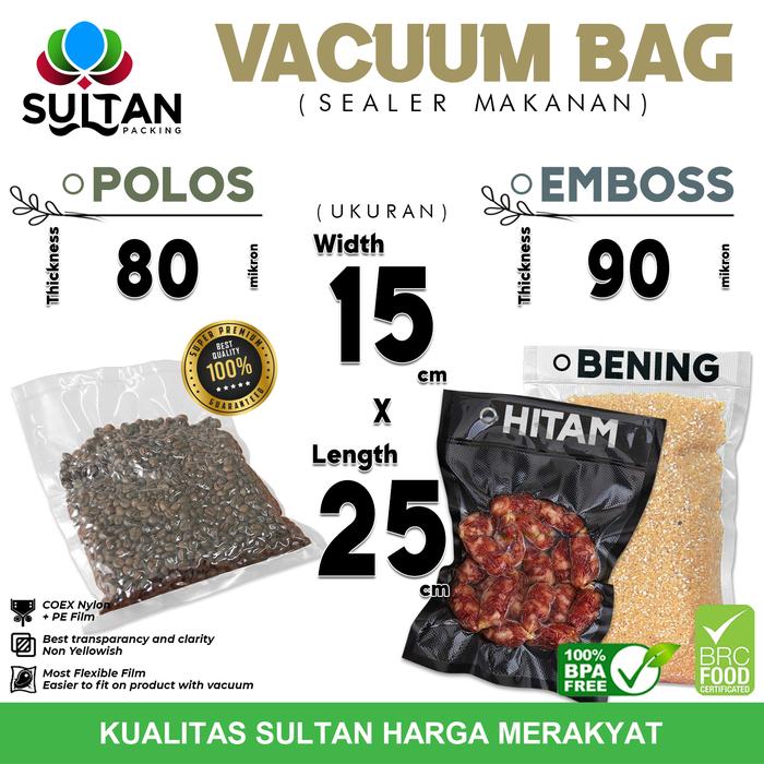 Gambar Plastik Vacuum 15cm x 25cm POLOS EMBOSS BAG Vakum Sealer DELKOCHOICE - EMBOSS BENING dari Sultan Packing undefined Tokopedia