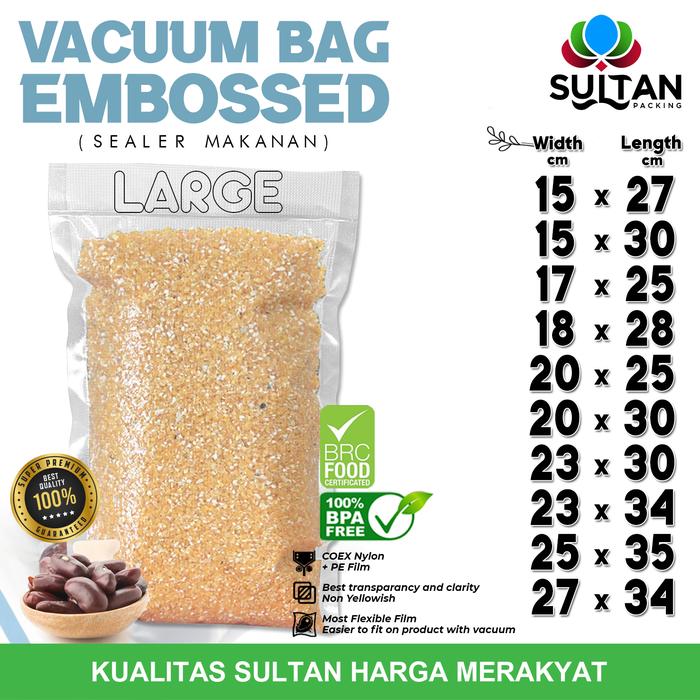 Gambar Plastik Vacuum BENING HITAM EMBOSS BAG Vakum Embossed DELKOCHOICE - Bening, 17x25cm dari Sultan Packing undefined Tokopedia