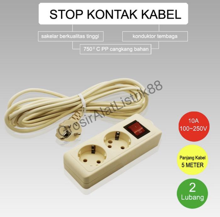 Gambar Stop Kontak Kabel 5 Meter 2/3/4/5 Lubang SNI Cahaya - 2L dari Grosir Alat Listrik88 undefined 4 Tokopedia