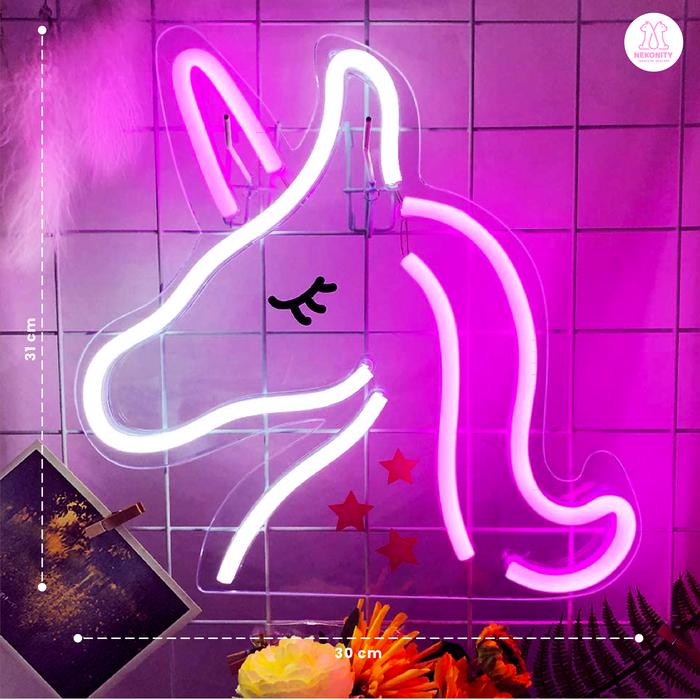 Gambar Lampu LED Neon (PREMIUM) Aesthetic Dekorasi Lampu Hias Kamar / Cafe - Unicorn, + Adaptor dari Nekonity.id undefined Tokopedia