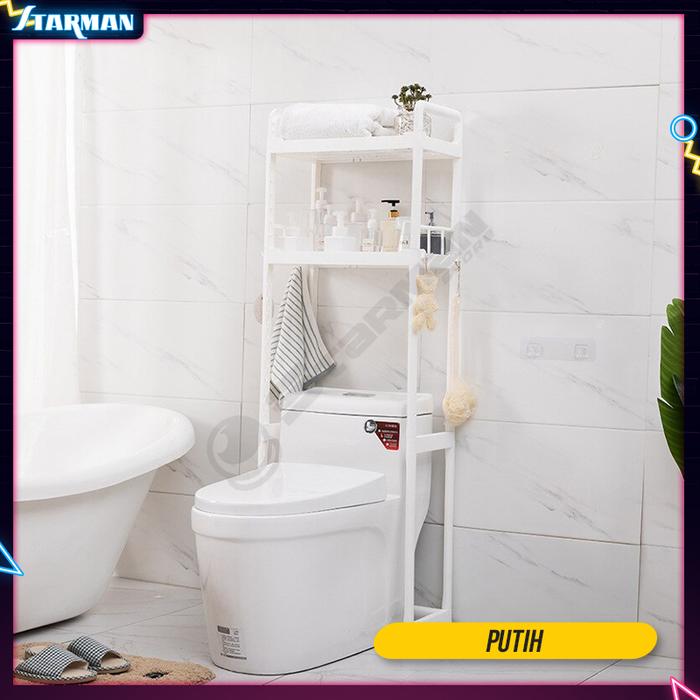 Gambar Rak Kloset Kamar Mandi Rak WC Toilet 2 Susun Tempat Peralatan Mandi - Putih dari Starman Base undefined Tokopedia