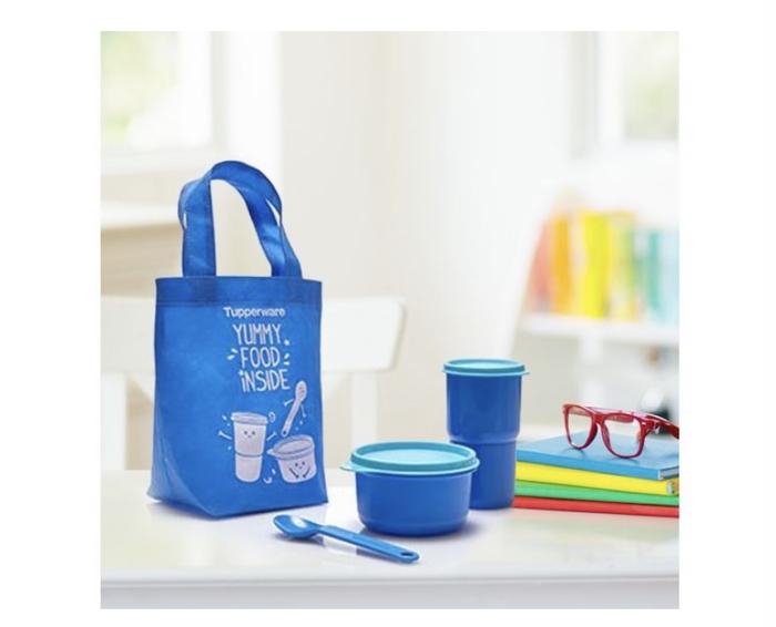 Gambar Tempat makan dan minum Tupperware Lunch Set - Biru dari Tokoantum undefined Tokopedia