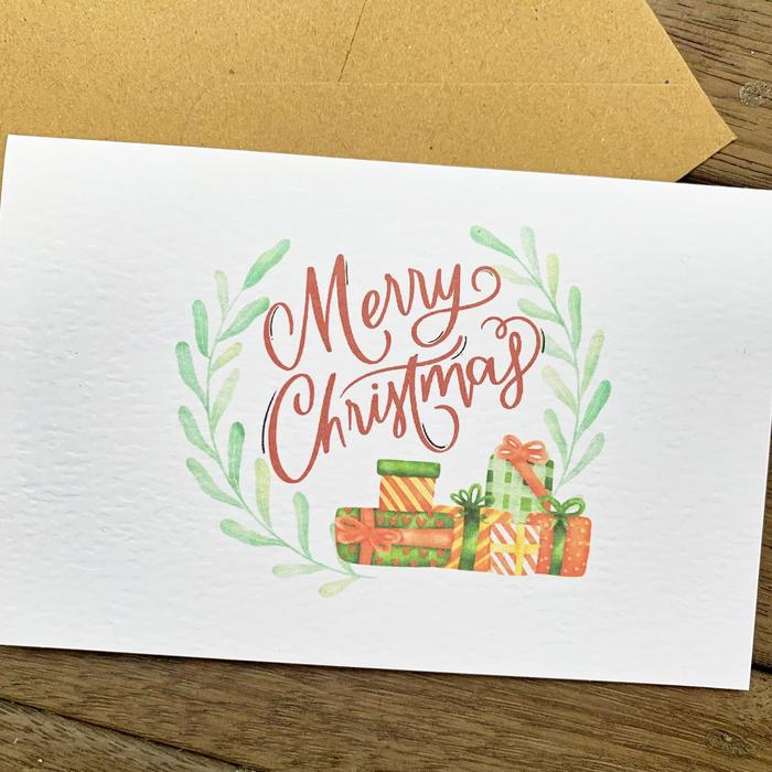Gambar 1 PACK Kartu Ucapan Natal & Amplop Merry Christmas Greeting Card Wrea - gif dari Kartu Lopie undefined Tokopedia