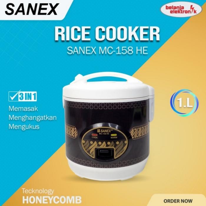 Gambar MAGICOM / RICE COOKER / PENANAK NASI /SANEX 1 LITER MC-158 - MC-158 HE, Packing bublle dari MULYA JAYA ELEKTRONIK_NEW undefined Tokopedia