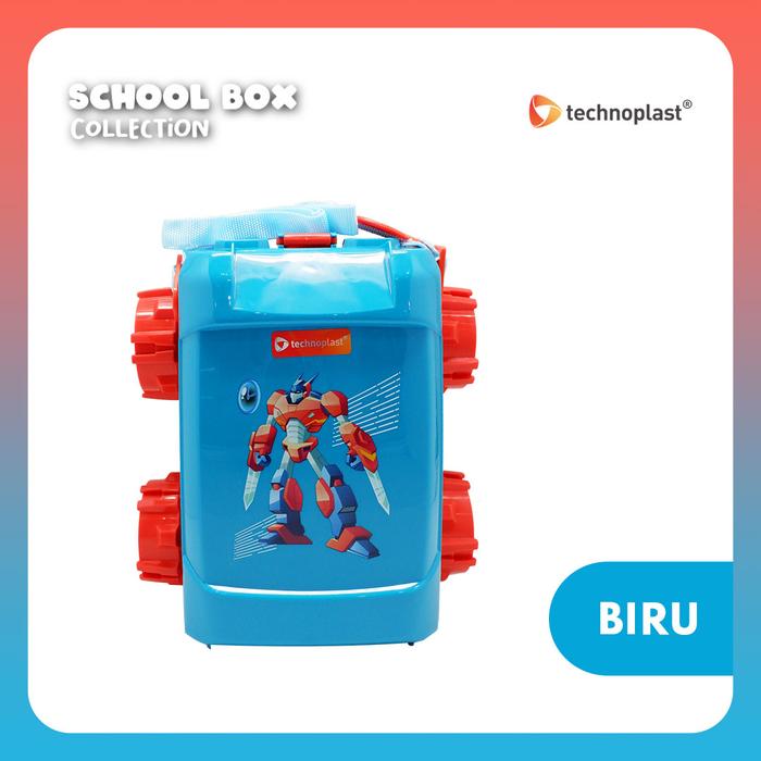 Gambar ROBOT HEROS SCHOOL BOX / LUNCH BOX SET / PAKET KOTAK BEKAL DAN BOTOL - Biru dari Technoplast undefined Tokopedia