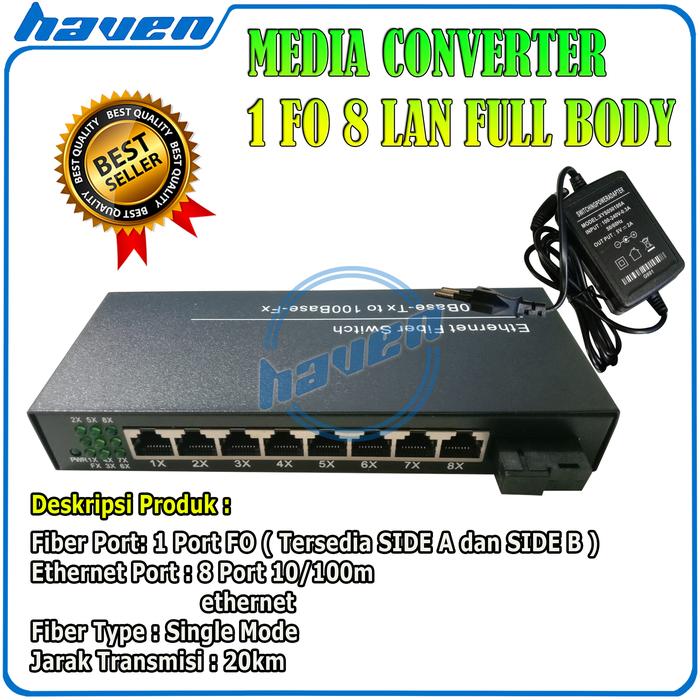 Gambar FIBER OPTIC MEDIA CONVERTER ETHERNET 1 FO 8 LAN RJ45 PORT 10/100BASE - SIDE B dari CCTV HAVEN undefined Tokopedia