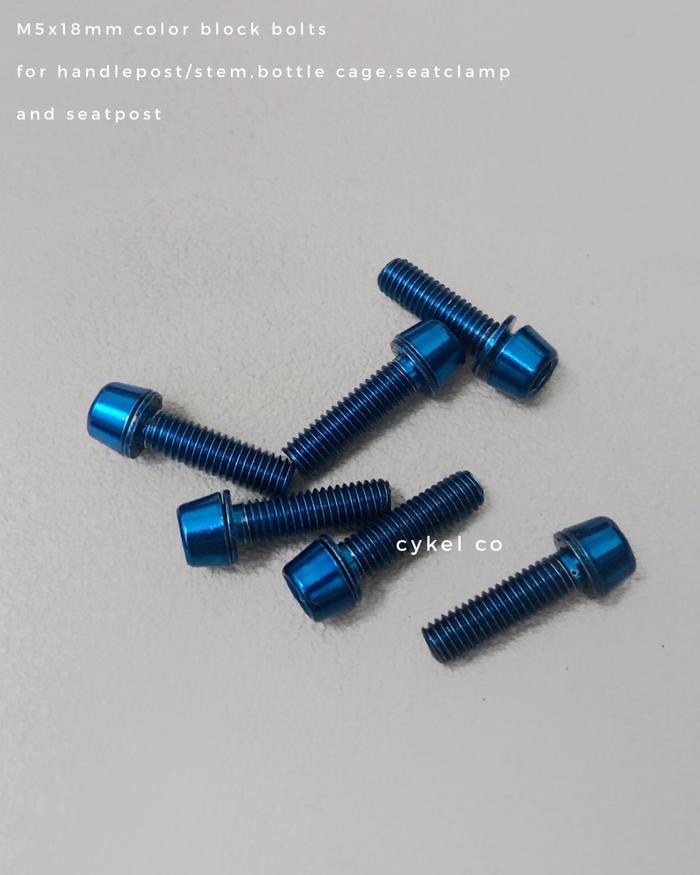 Gambar stainless steel titanium plated bolts M5 18mm CNC color block - black dari cykel co undefined 4 Tokopedia
