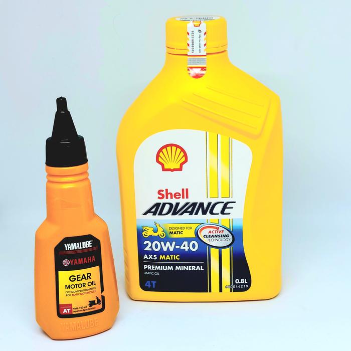 Gambar PAKET GANTI OLI MOTOR MATIC MERK SHELL ADVANCE AX5 800 ml + OLI GARDAN - AX5+OG Yamalube, SAE 10 / 30 dari Indra Trading Company undefined Tokopedia