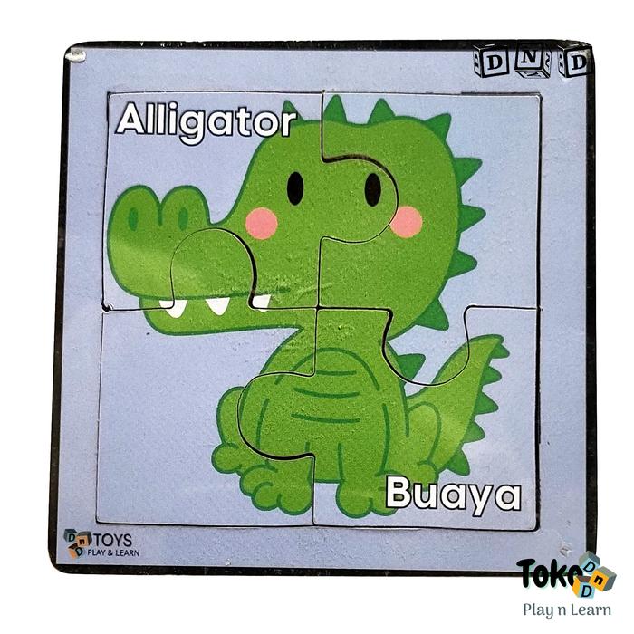 Gambar Mainan Edukasi Anak Puzzle Kayu Binatang Hewan Mini Animal Wooden - Alligator dari TokoDnD undefined Tokopedia