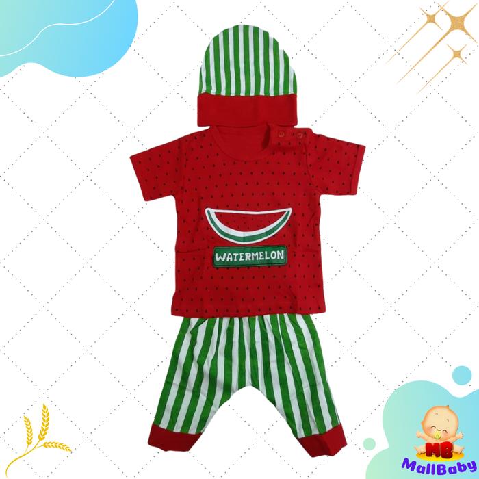 Gambar Kaos Bayi Laki Laki Setelan Baju 6 12 Bulan Kostum Bayi Karakter Buah - Semangka dari Mall-Baby undefined Tokopedia