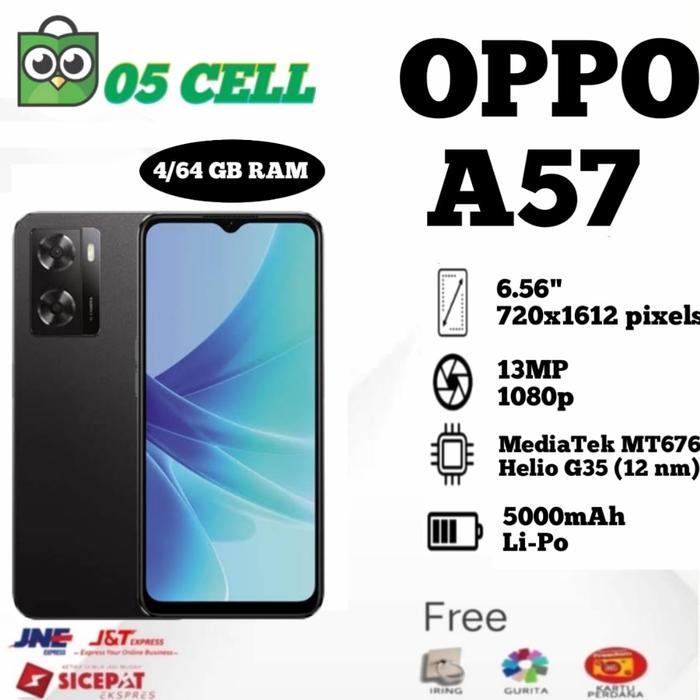 Gambar OPPO A57 4/64 RAM 4GB INTERNAL 64GB GARANSI RESMI OPPO INDONESIA - Hitam dari 05Cell undefined Tokopedia