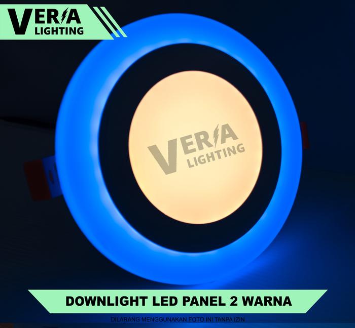 Gambar lampu downlight led 2 warna 3 watt 6 watt 12 watt 18 watt inbow plafon - Kuning + Biru, 3+3 Watt Kotak dari Veria Lighting undefined Tokopedia