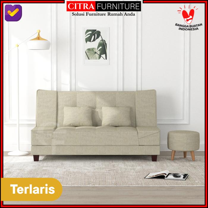Gambar Sofa Bed Montana Fabric plus puff stool | Sofa Santai Tidur Minimalis - CREAM dari Citra furniture undefined Tokopedia