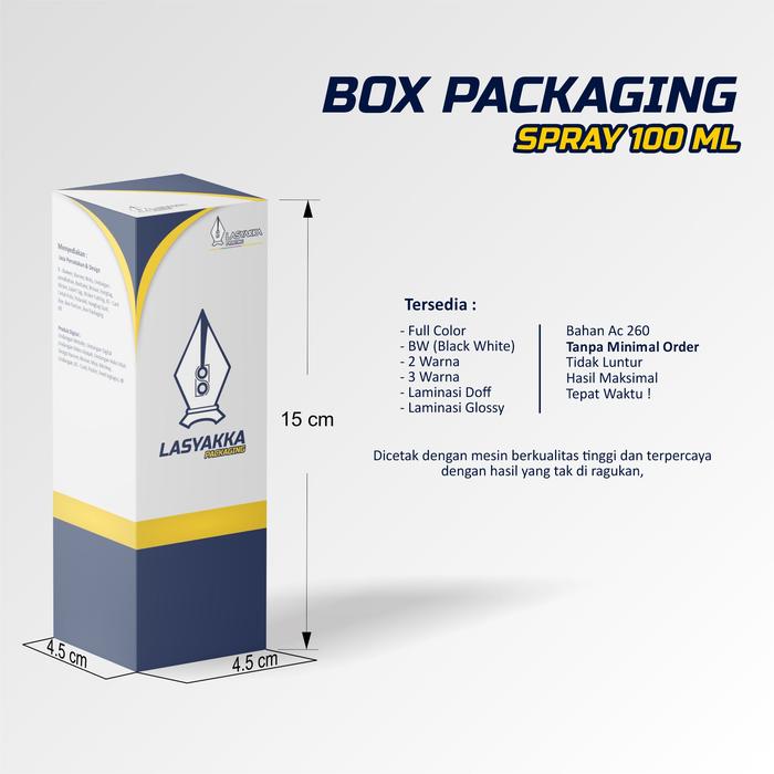 Gambar Box Packaging CUSTOM / Box Custom 100ml / Kemasan Botol 4,5x4,5x15,5 dari Lasyakka_printing undefined Tokopedia