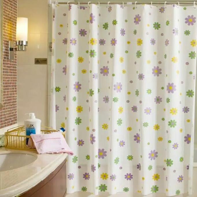 Gambar Tirai Kamar Mandi Pvc Plastik Pembatas Gordyn Shower Curtain 200 X 180 - PURPLE FLOWER dari jujunshops undefined Tokopedia
