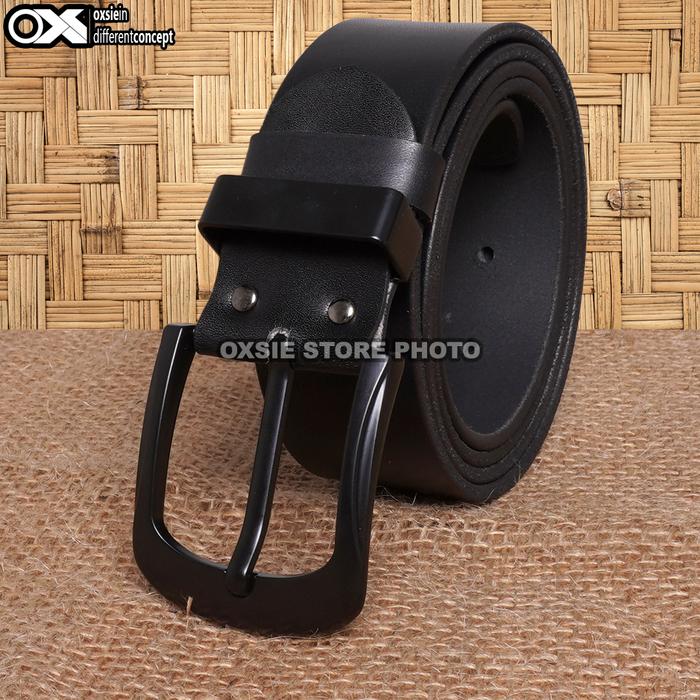 Gambar Tali Sabuk Kulit Sapi Ikat Pinggang Kulit Pria Lebar 4cm OXKS 005 - Hitam, 125cm dari OXSIE_NEW undefined Tokopedia