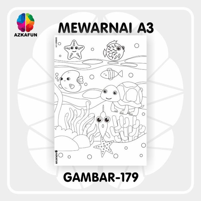 Gambar Kertas Mewarnai A3 DUNIA LAUT - Mewarnai tema binatang laut - GAMBAR 179 dari AZKAFUN undefined Tokopedia
