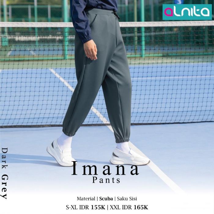 Gambar CELANA ALNITA IMANA PANTS / CELANA WANITA MUSLIMAH ALNITA ORIGINAL - Dark Grey, XXL dari JAZA Hijab undefined Tokopedia