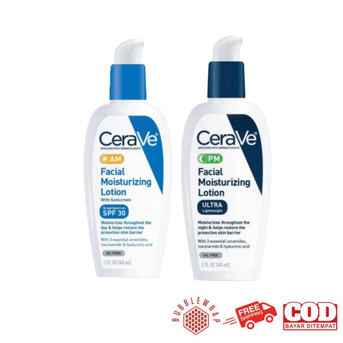 Gambar CeraVe AM Facial Moisturizing Lotion SPF 30 Pelembab Wajah Berjerawat - 60 ml, PM dari Toko First Project Shop undefined Tokopedia