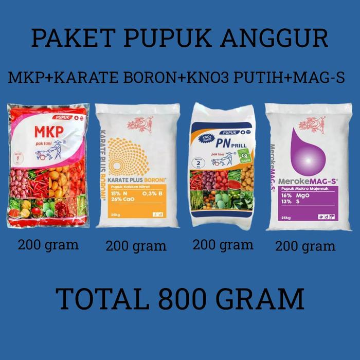 Gambar MKP pak tani KNO3 Putih Karate Plus Boroni MAG-S Paket Pupuk Anggur dari Alfatihjayatani undefined Tokopedia