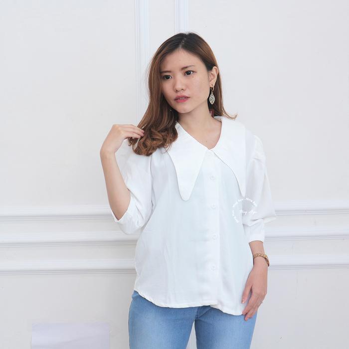 Gambar MAMA HAMIL Baju Hamil menyusui Wanita Kemeja Kerja YUI BLOUSE- BLJ 469 - Putih dari MamaHamil Butik undefined Tokopedia