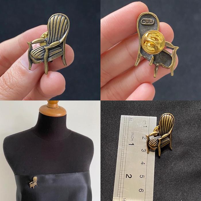 Gambar Vintage JJ Miniatur Chair Pin - Gold dari Colleen Vintage Jewelry undefined Tokopedia