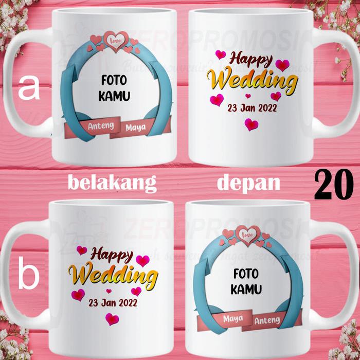 Gambar Mug Wedding / Mug Nikahan / Kado Nikahan Dapat Sepasang v2 - 20 Pakai Foto dari Zeropromosi undefined Tokopedia