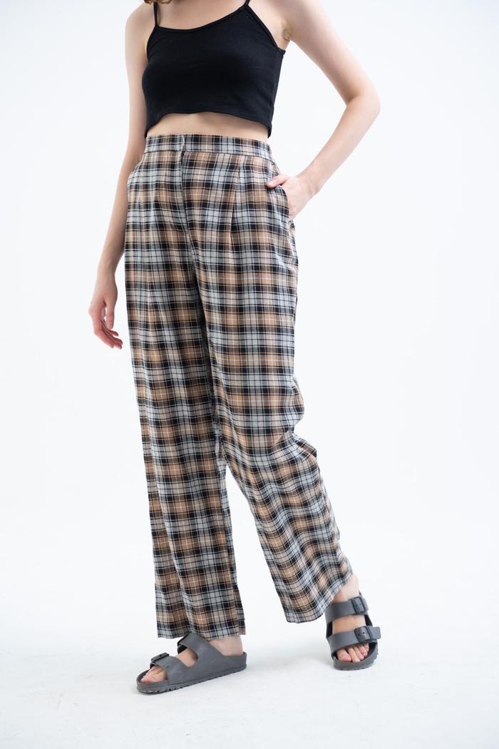 Jual Plaid Maxwell Pants Cream Woman At Work S Kota