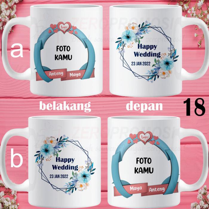 Gambar Mug Wedding / Mug Nikahan / Kado Nikahan Dapat Sepasang v2 - 18 Pakai Foto dari Zeropromosi undefined Tokopedia
