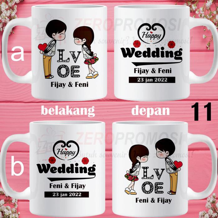 Gambar Mug Wedding / Mug Nikahan / Kado Nikahan Dapat Sepasang v2 - 11 Universal dari Zeropromosi undefined Tokopedia