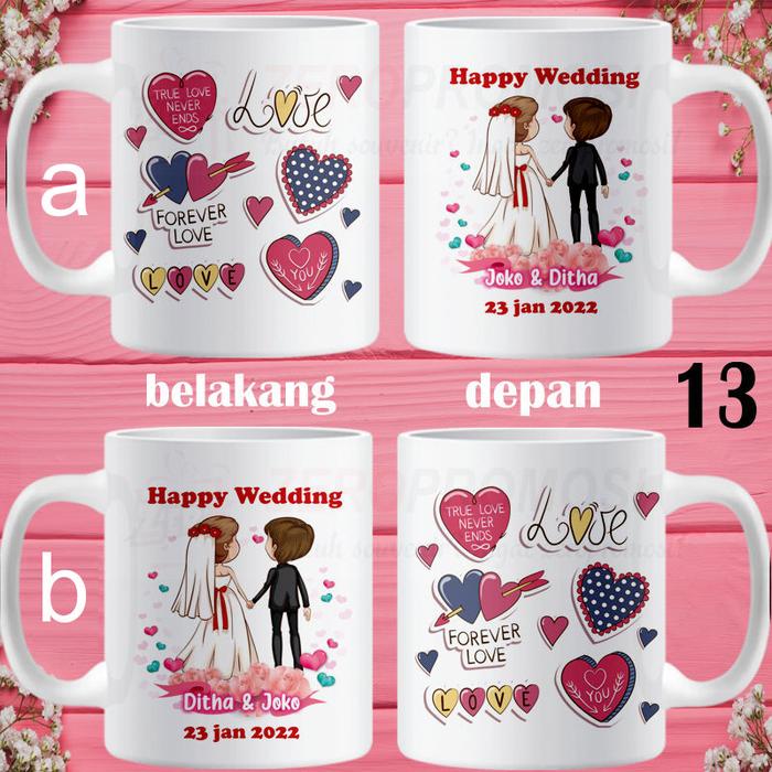 Gambar Mug Wedding / Mug Nikahan / Kado Nikahan Dapat Sepasang v2 - 13 Universal dari Zeropromosi undefined Tokopedia