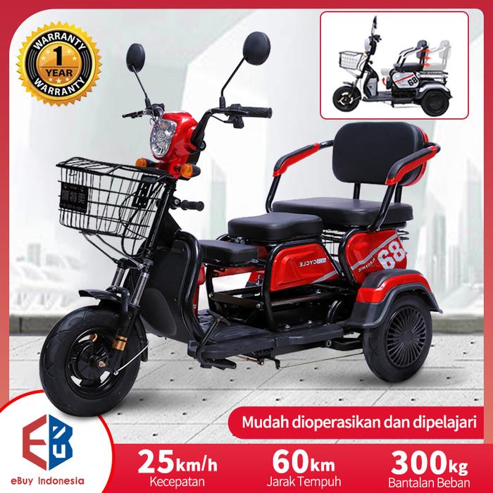 Gambar Sepeda roda tiga listrik/Sepeda listrik/Sepeda motor roda 3 - Merah, tanpa baterai dari eBuy Indonesia undefined Tokopedia