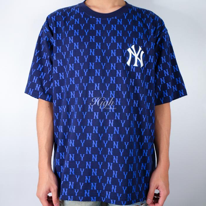 M L B NY Yankees Basic Monogram All Over Tee Navy 100% Authentic XS (L52  x P64)