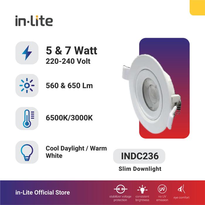 Gambar INDC236 Lampu DownLight Mini Spot 5W Watt LED COB Adjustable Inlite - 6500k dari Pojok Jaya Elektrik undefined Tokopedia