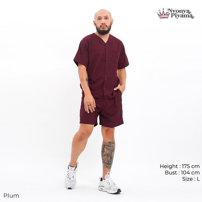 Gambar Nyonya Piyama Poly Bamboo Family Set (Plum Cozy) - Men polos, CPD, M dari NyonyaPiyama undefined Tokopedia