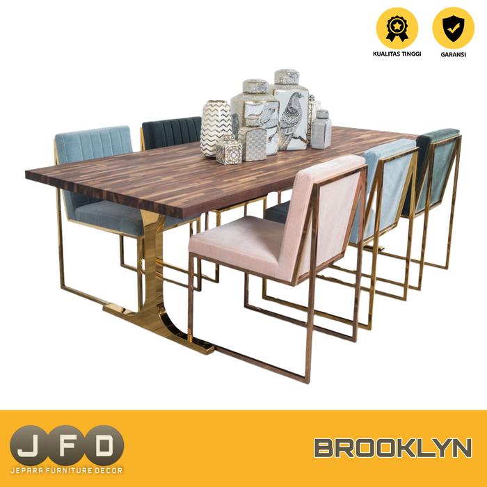 Gambar Meja Makan Set Stainless Brooklyn Dining Set Aesthetic dari JFD JEPARA undefined Tokopedia
