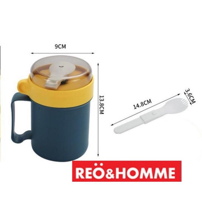 Gambar Reo&Homme Lunchbox Gelas/Mug/Cangkir 500ml OR238 Multifungsi BPA Free - blue dari Reo & Homme Living undefined 5 Tokopedia