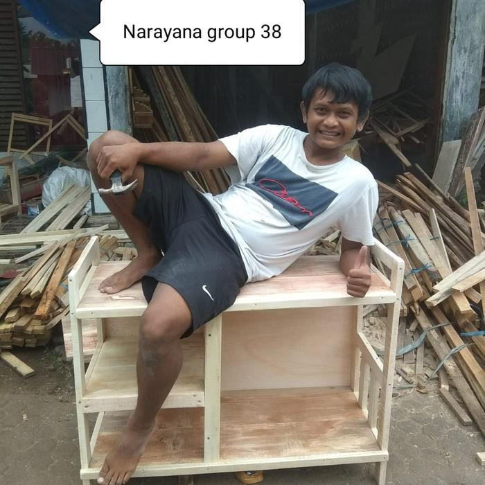 Gambar meja kompor 2 tungku serbaguna kayu tingkat murah minimalis tv dapur - polosan dari Narayana Group AAWD undefined Tokopedia