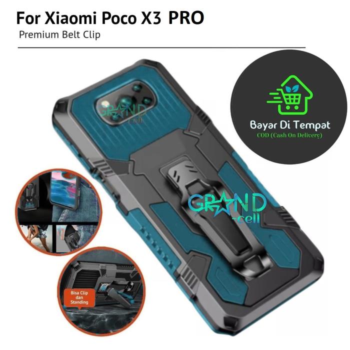 Gambar Case HP XIAOMI POCO X3 PRO Premium Casing Standing Armor Belt Clip - Hijau dari Grand-cell undefined Tokopedia