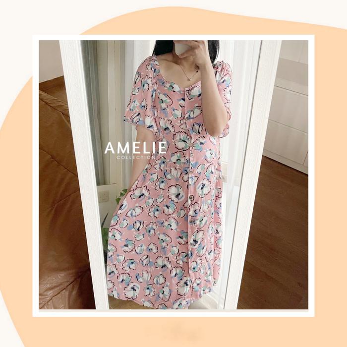 Gambar ERIKA FLOWER DRESS - midi dress rayon - Pink RAYON dari AMELIE & JOLIE undefined Tokopedia