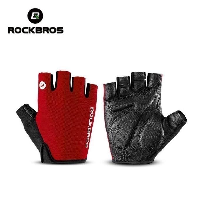 Gambar Sarung Tangan Sepeda Rockbros S106 Half Finger Bike Gloves Gowes Murah - Merah, M dari Rockbrosindo undefined Tokopedia