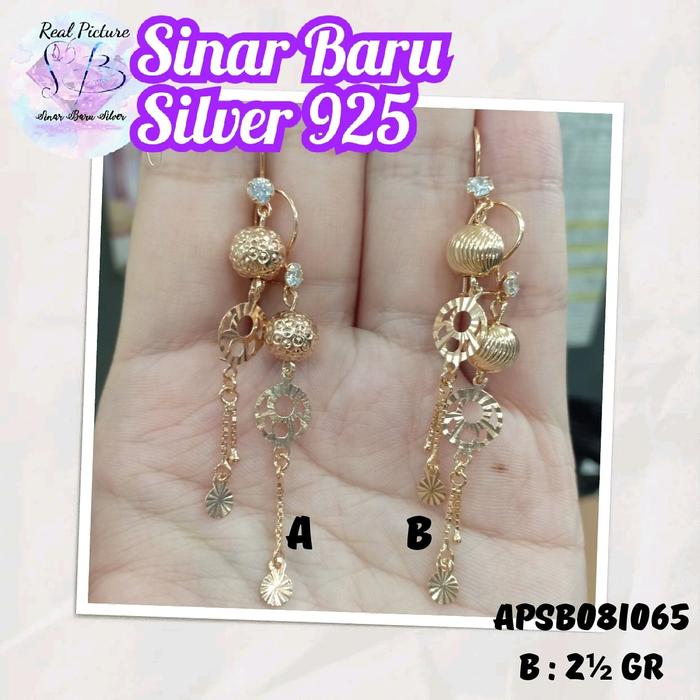Gambar SinarBaru Anting Silver925 bola ukir anting perak lapis emas - B dari Perak Sinar Baru undefined Tokopedia